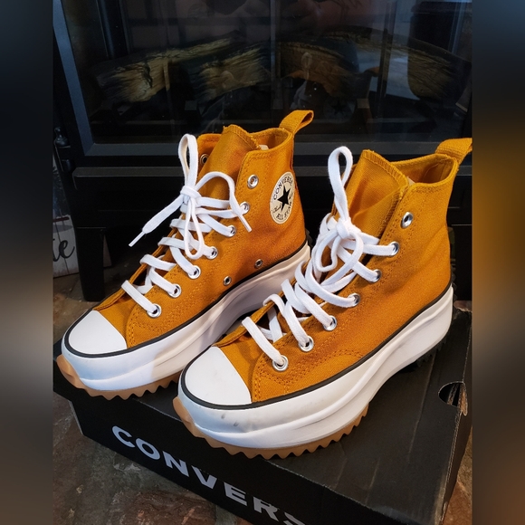Converse Yellow High-Top Sneakers with Chunky Sole - Picture 2 of 9